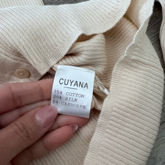 CUYANA Silk Cashmere BlendLightweight Knit Cardigan Cream Ivory - Picture 5 of 6